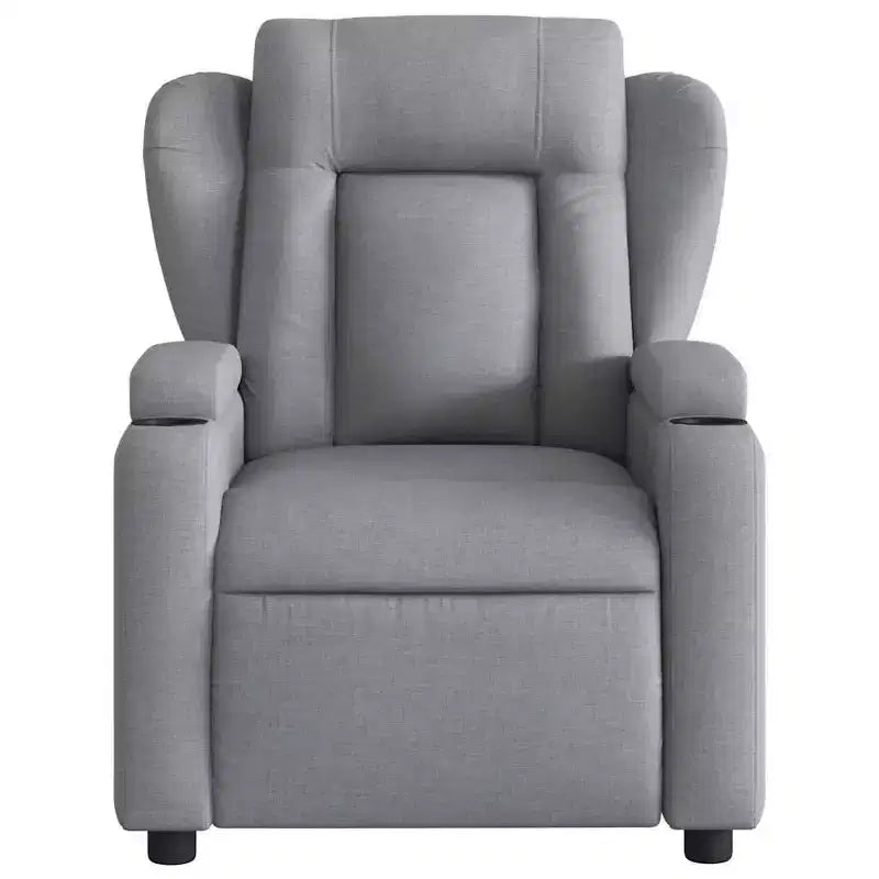 vidaXL Fauteuil inclinable de massage - Tissu gris clair, 6 points de vibration, inclinaison manuelle, porte-gobelets, fauteuil avec source d'alimentation USB
