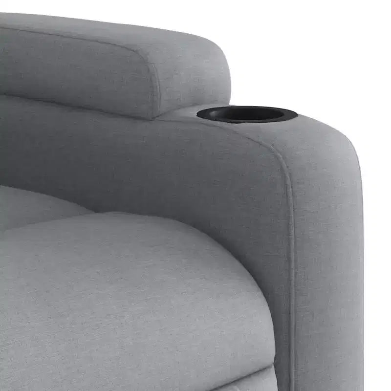 vidaXL Fauteuil inclinable de massage - Tissu gris clair, 6 points de vibration, inclinaison manuelle, porte-gobelets, fauteuil avec source d'alimentation USB