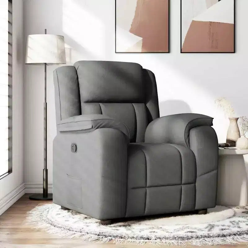 vidaXL Fauteuil inclinable gris foncé en polyester, métal, contreplaqué, mousse, fibre de PP