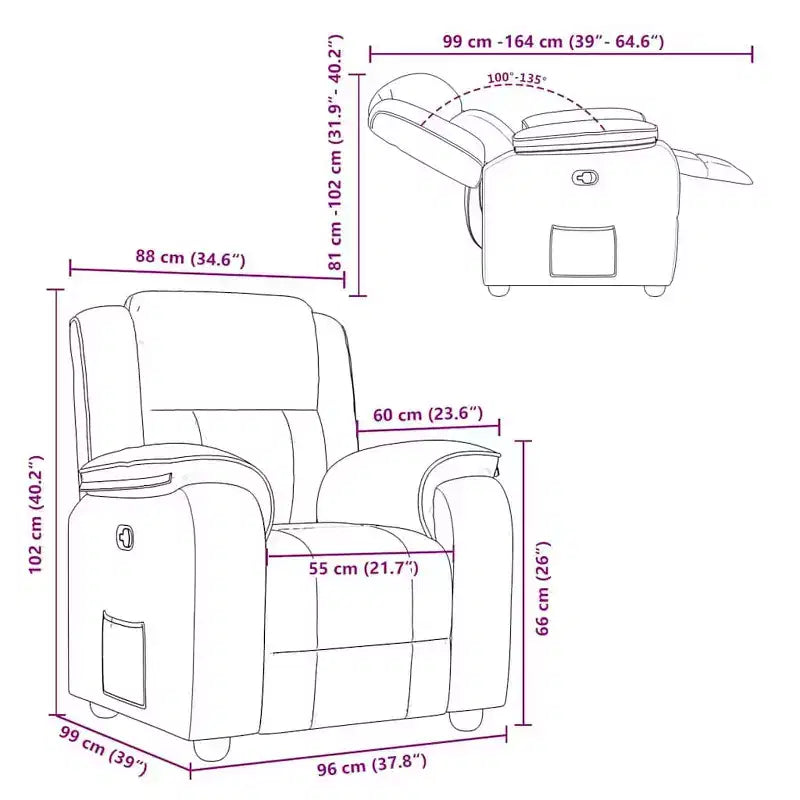 vidaXL Fauteuil inclinable gris foncé en polyester, métal, contreplaqué, mousse, fibre de PP