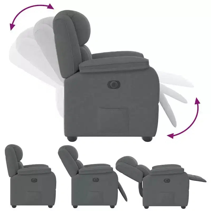 vidaXL Fauteuil inclinable gris foncé en polyester, métal, contreplaqué, mousse, fibre de PP