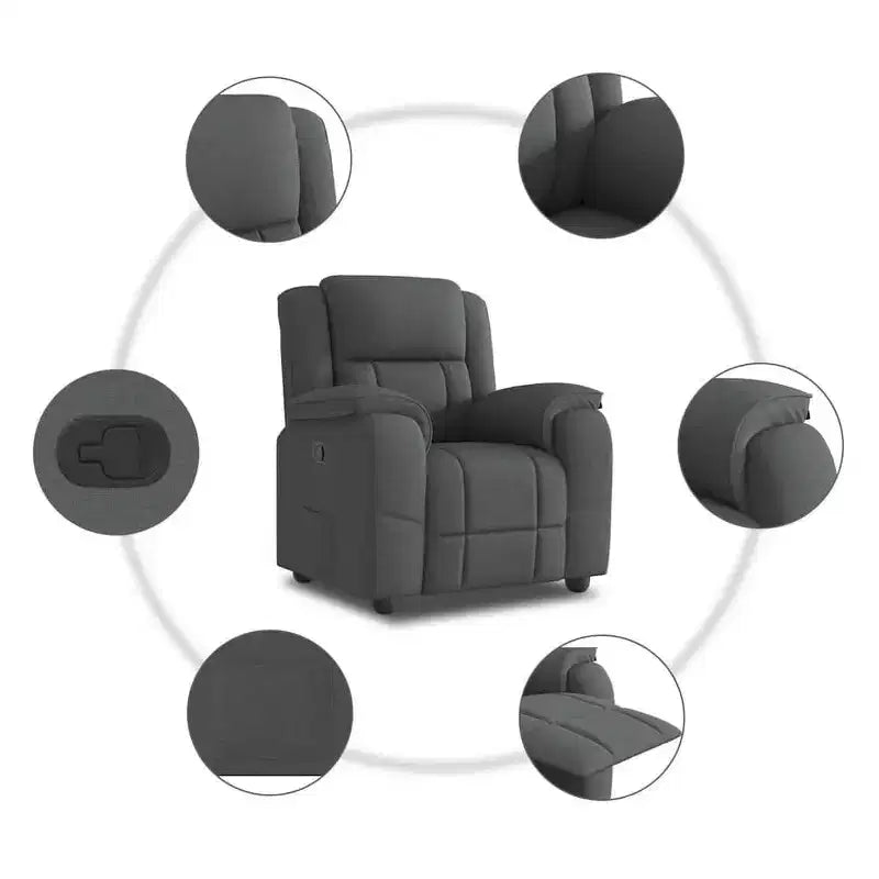 vidaXL Fauteuil inclinable gris foncé en polyester, métal, contreplaqué, mousse, fibre de PP