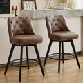 Counter Height Bar Stools Set of 2, Modern Swivel Bar Stools with Back and Wood Legs, 26 H Seat Height Upholstered Barstools Bar Chair for Kitchen