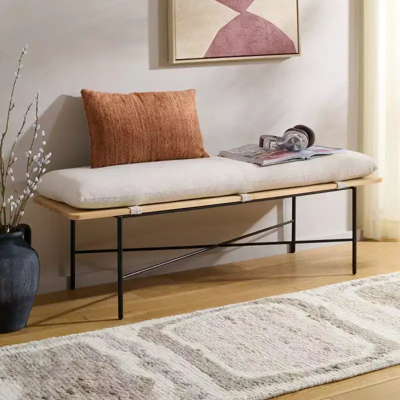 Emric Bench - BCH5201 - Crème/Noir - Safavieh