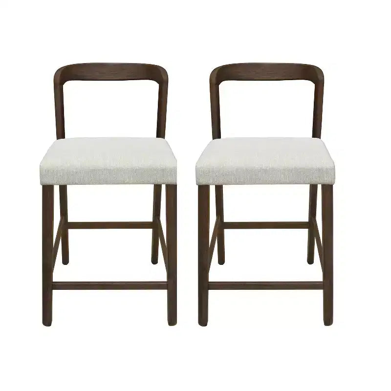 Christopher Knight Home Sonore Tabourets de comptoir contemporains en bois d'hévéa rembourrés avec dossier incurvé et ouvert (Lot de 2)