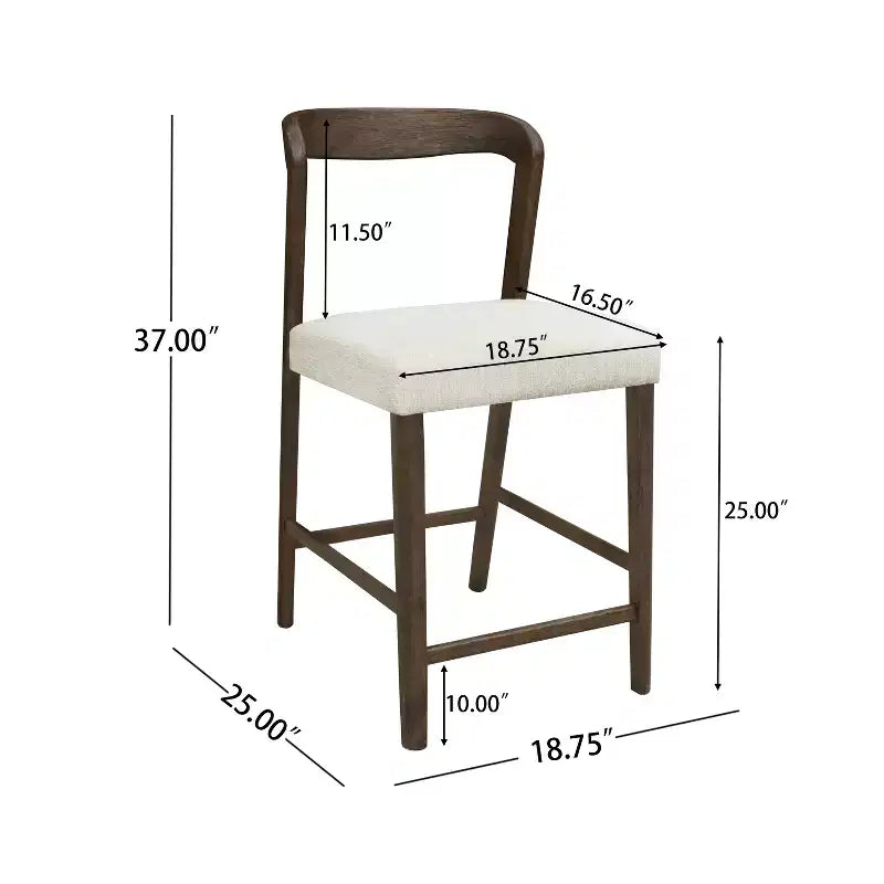 Christopher Knight Home Sonore Tabourets de comptoir contemporains en bois d'hévéa rembourrés avec dossier incurvé et ouvert (Lot de 2)