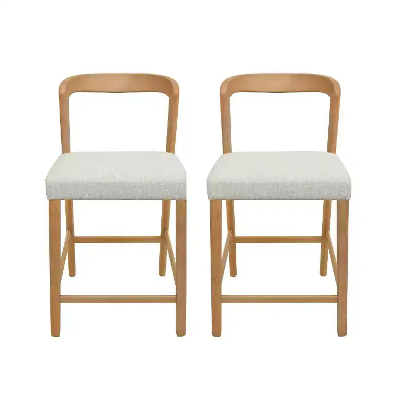 Christopher Knight Home Sonore Tabourets de comptoir contemporains en bois d'hévéa rembourrés avec dossier incurvé et ouvert (Lot de 2)
