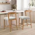 Christopher Knight Home Sonore Contemporary Rubberwood Upholstered Counter Stools with Curved Open Back (Set of 2)