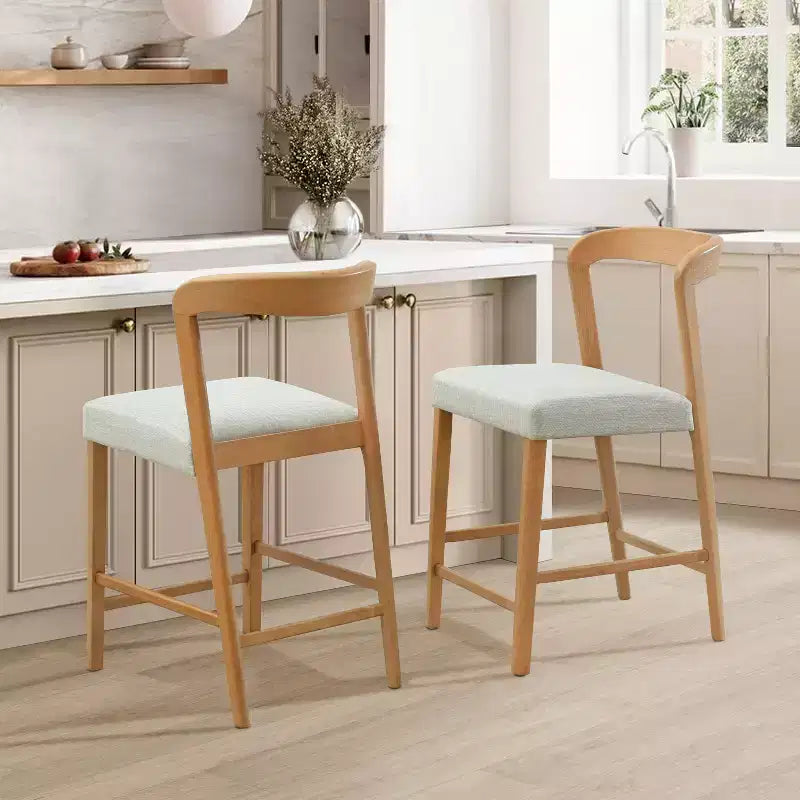 Christopher Knight Home Sonore Contemporary Rubberwood Upholstered Counter Stools with Curved Open Back (Set of 2)