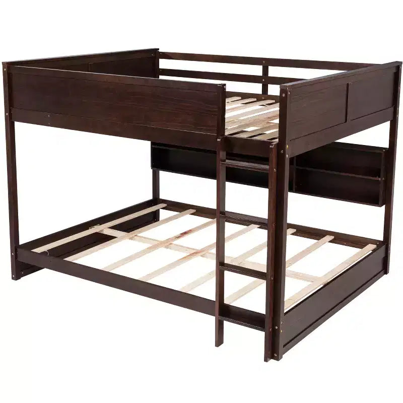 Lit superposé Whisen Queen sur Queen avec armoires de rangement intégrées