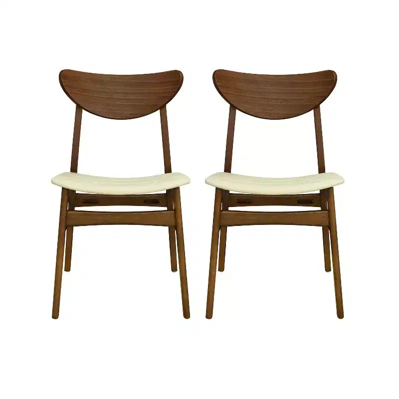 Christopher Knight Home Reed Chaises de salle à manger modernes du milieu du siècle en bois d'hévéa et similicuir (lot de 2)