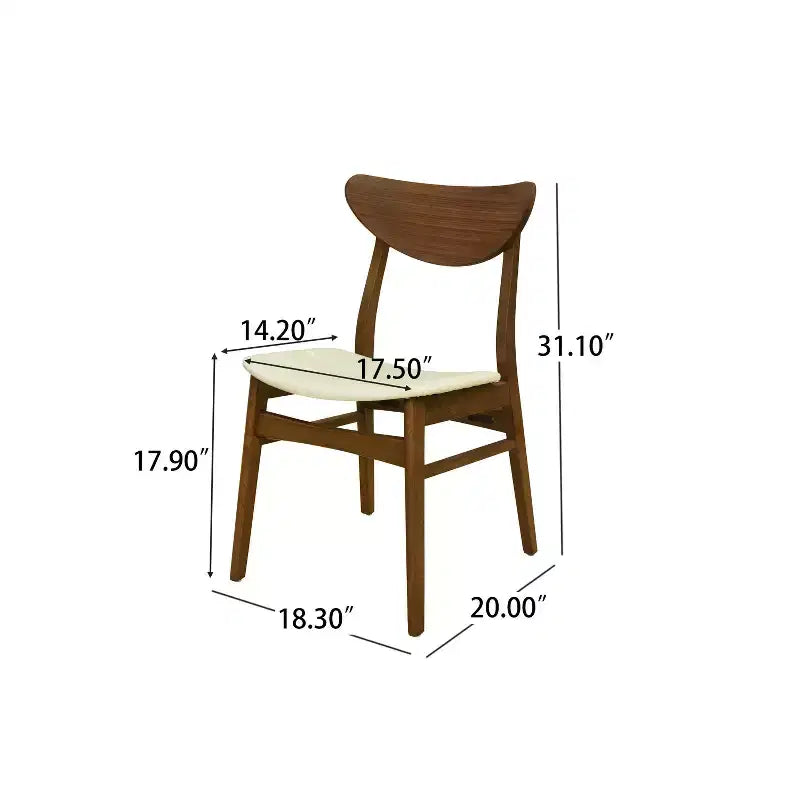 Christopher Knight Home Reed Chaises de salle à manger modernes du milieu du siècle en bois d'hévéa et similicuir (lot de 2)
