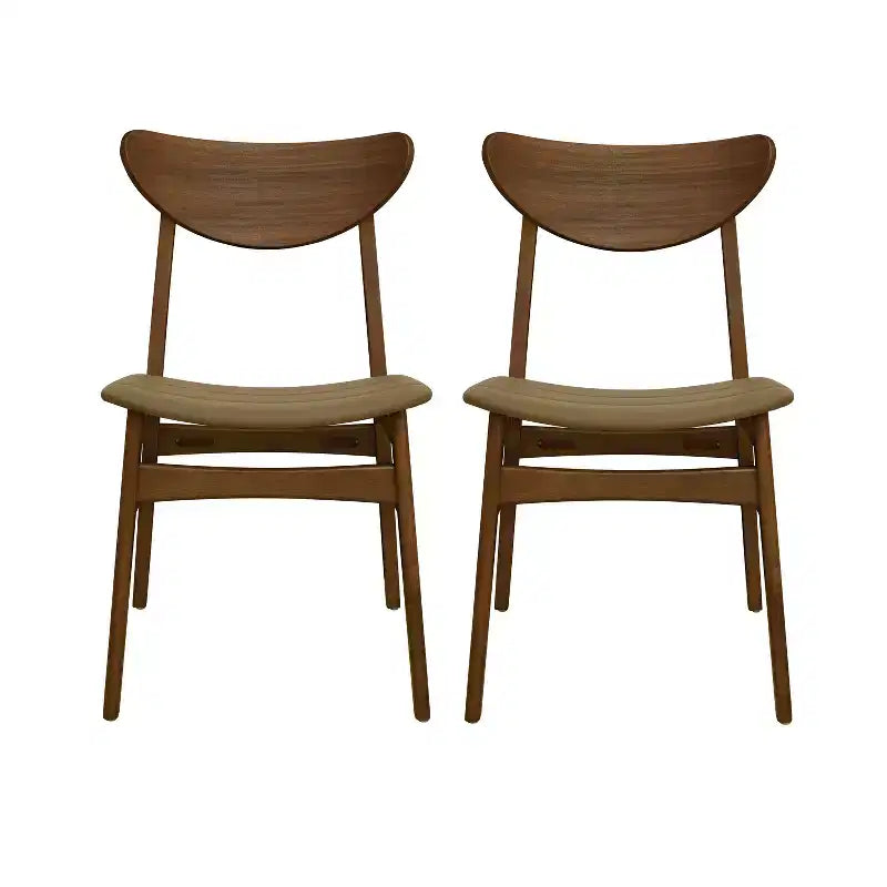 Christopher Knight Home Reed Chaises de salle à manger modernes du milieu du siècle en bois d'hévéa et similicuir (lot de 2)