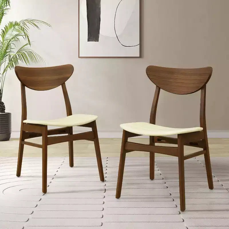 Christopher Knight Home Reed Mid-Century Modern Rubber Wood Faux Leather Upholstered Dining Chairs (Set of 2)