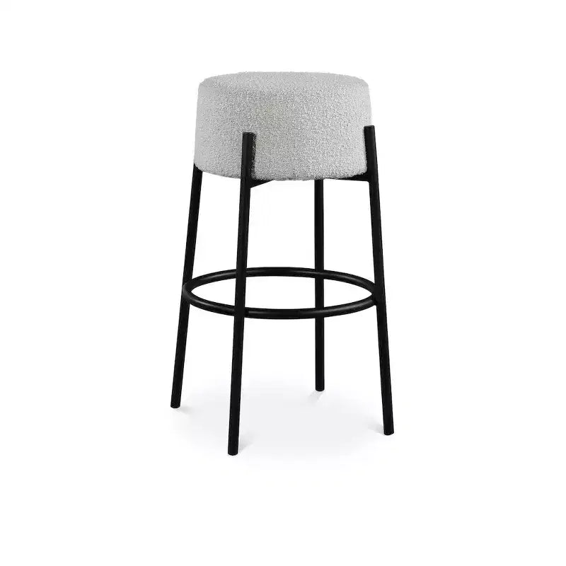 Meridian Furniture,Avalon Cream Boucle Fabric Bar Stool