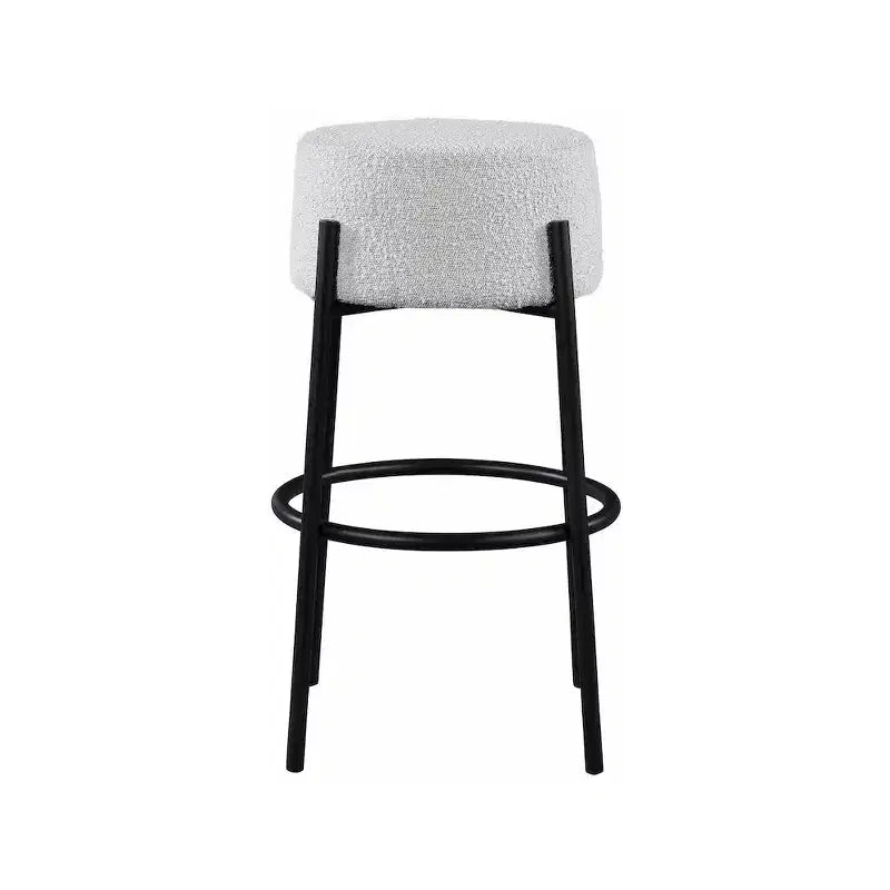 Meridian Furniture, Tabouret de bar en tissu bouclé crème Avalon