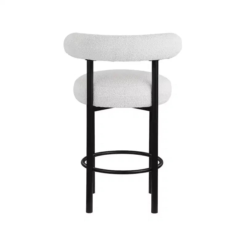 Meridian Furniture, Tabouret en tissu bouclé crème Bordeaux, Lot de 2