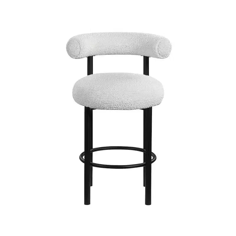 Meridian Furniture, Tabouret en tissu bouclé crème Bordeaux, Lot de 2