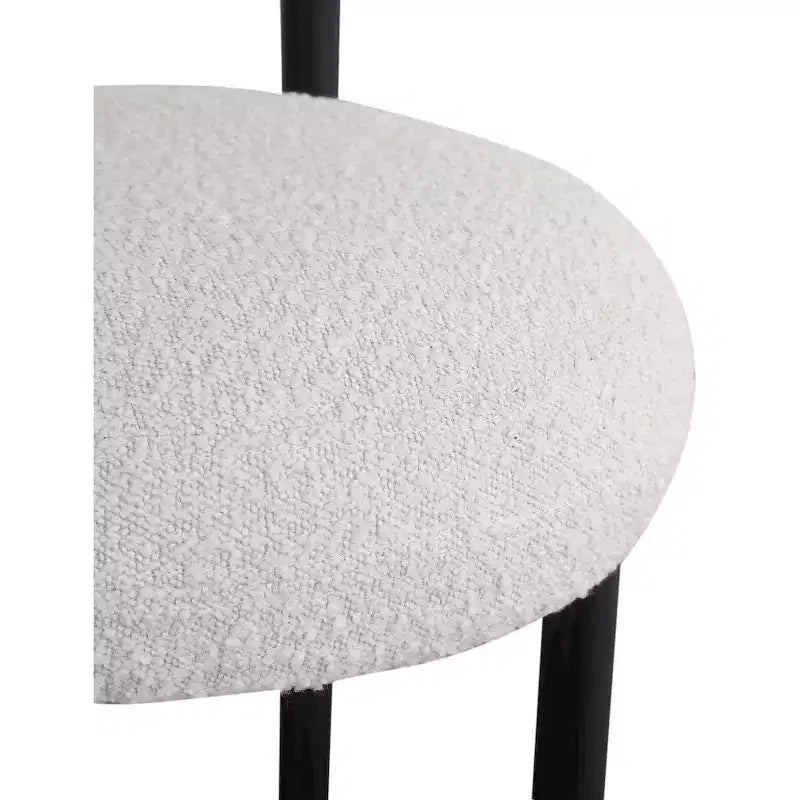 Meridian Furniture, Tabouret en tissu bouclé crème Bordeaux, Lot de 2
