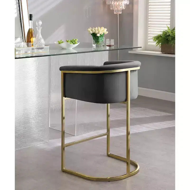 Tabouret Donatella en velours gris Meridian Furniture