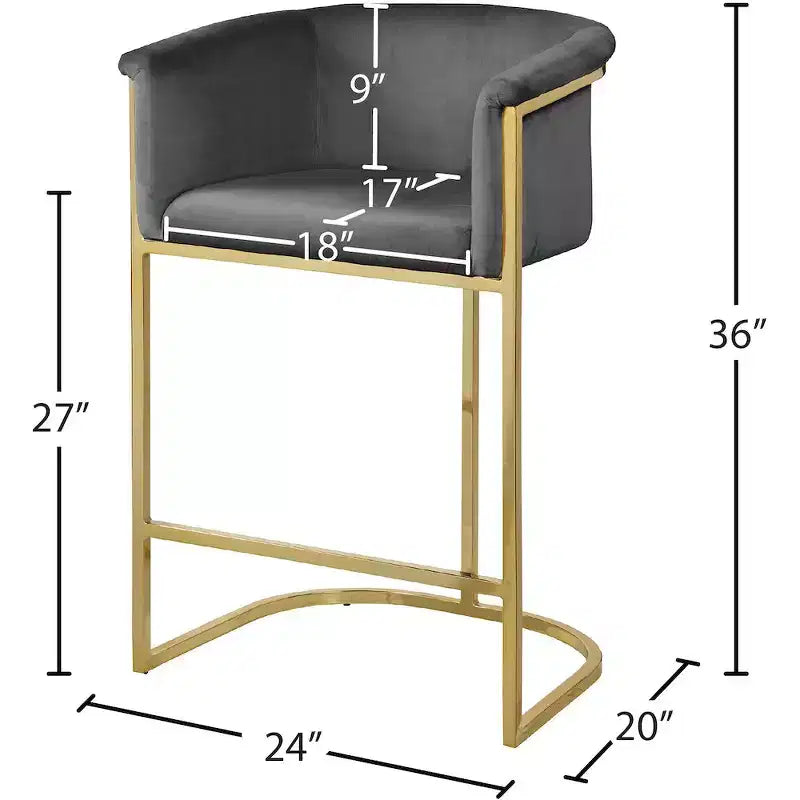 Tabouret Donatella en velours gris Meridian Furniture