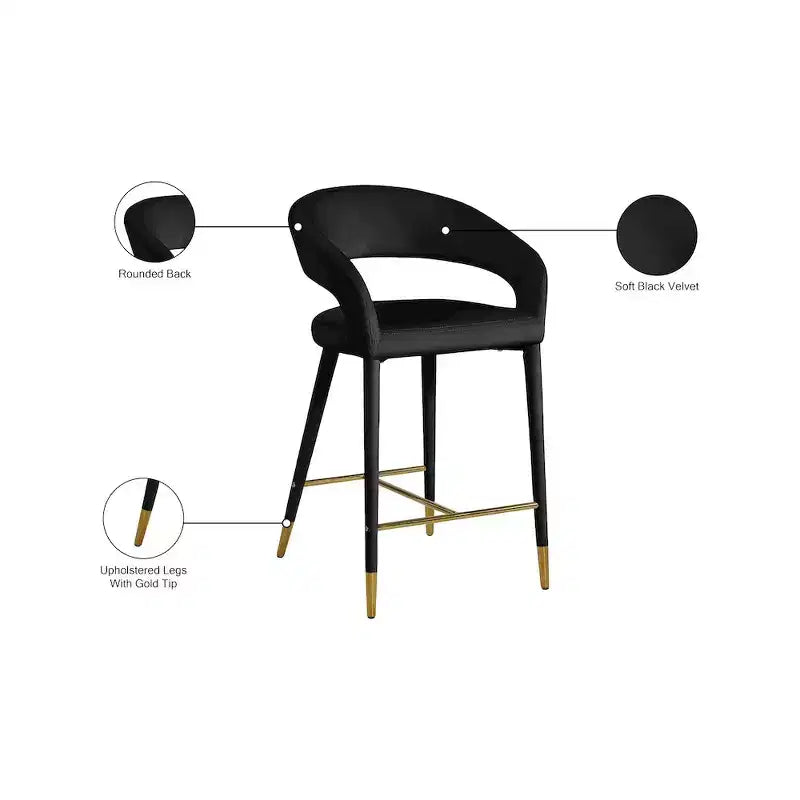 Meridian Furniture, Tabouret Destiny en velours noir