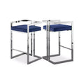 Meridian Furniture,Ezra Navy Velvet Stool, Set of 2