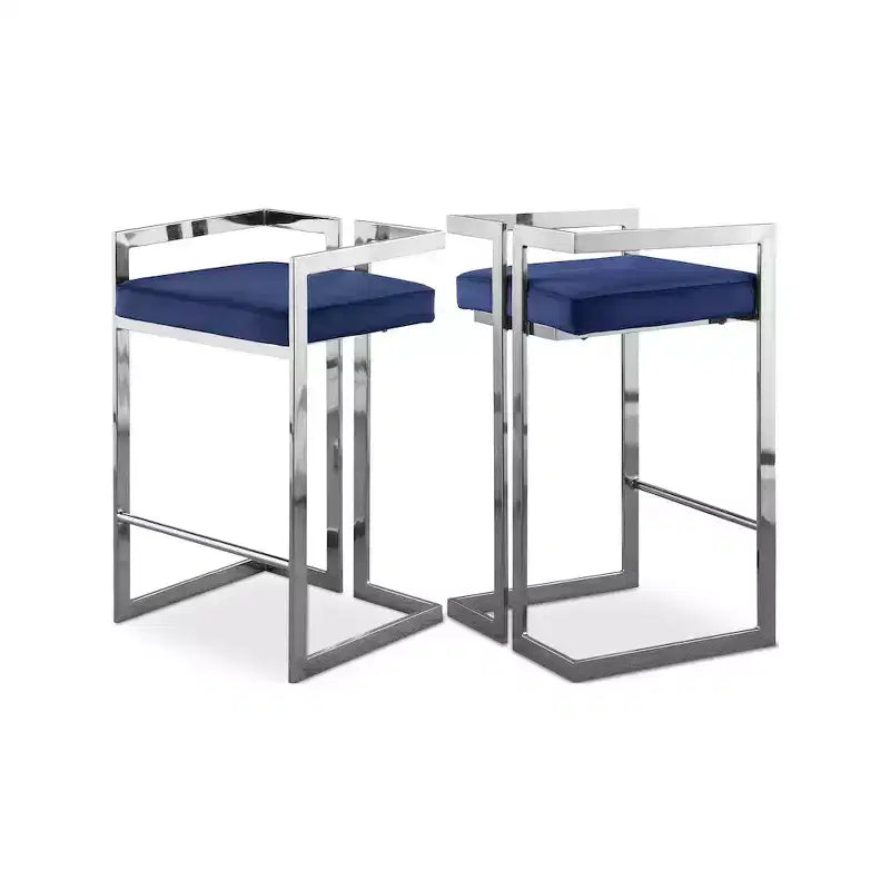 Meridian Furniture,Ezra Navy Velvet Stool, Set of 2