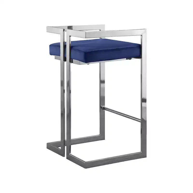 Meridian Furniture, Tabouret Ezra en velours bleu marine, lot de 2