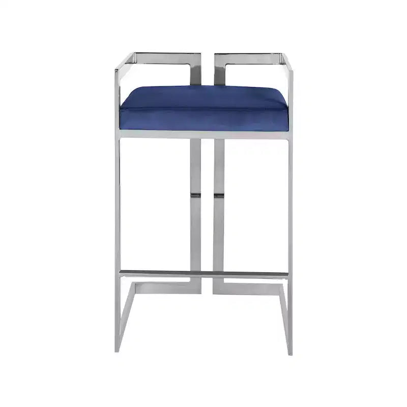 Meridian Furniture, Tabouret Ezra en velours bleu marine, lot de 2