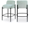 Meridian Furniture,Burton Mint Chenille Fabric Stool, Set of 2