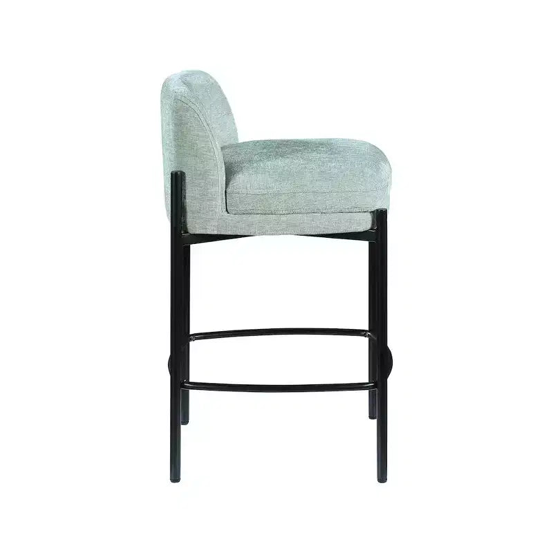 Meridian Furniture, Tabouret en tissu chenille Burton Mint, Lot de 2