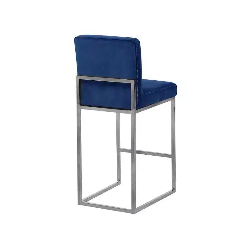 Meridian Furniture, Tabouret Giselle Velours Bleu Marine
