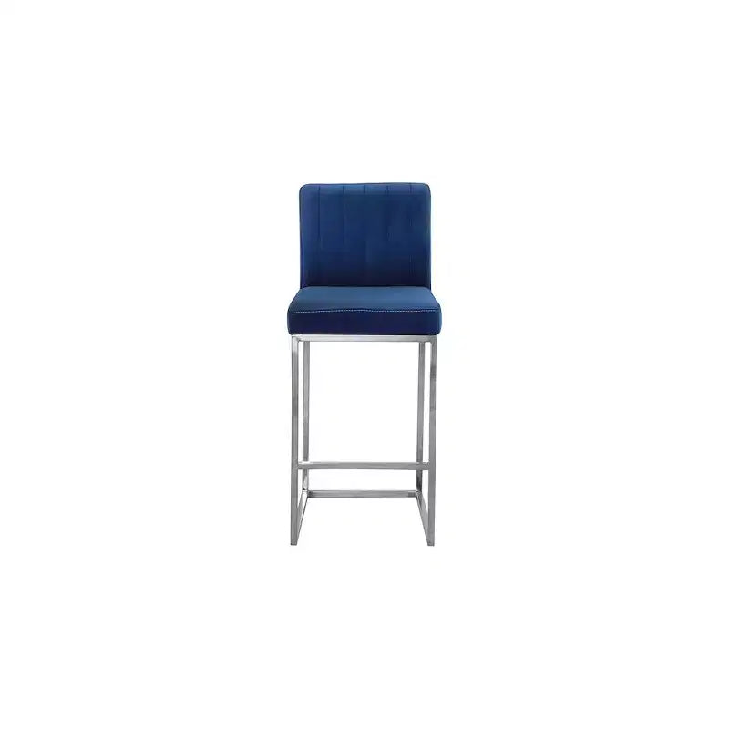 Meridian Furniture, Tabouret Giselle Velours Bleu Marine