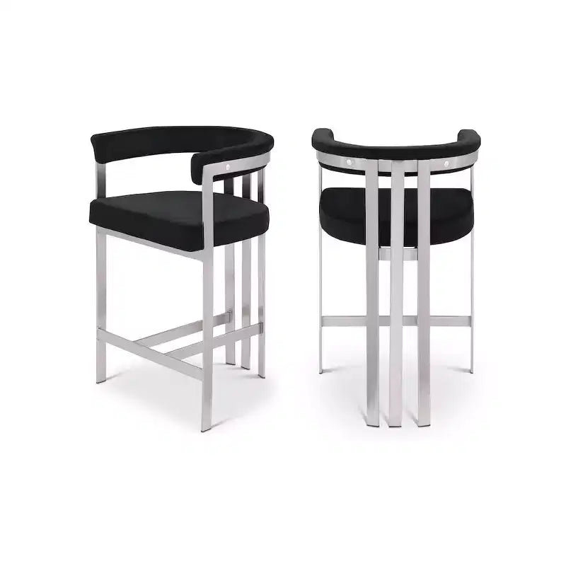 Meridian Furniture,Marcello Black Velvet Counter Stool, Set of 2