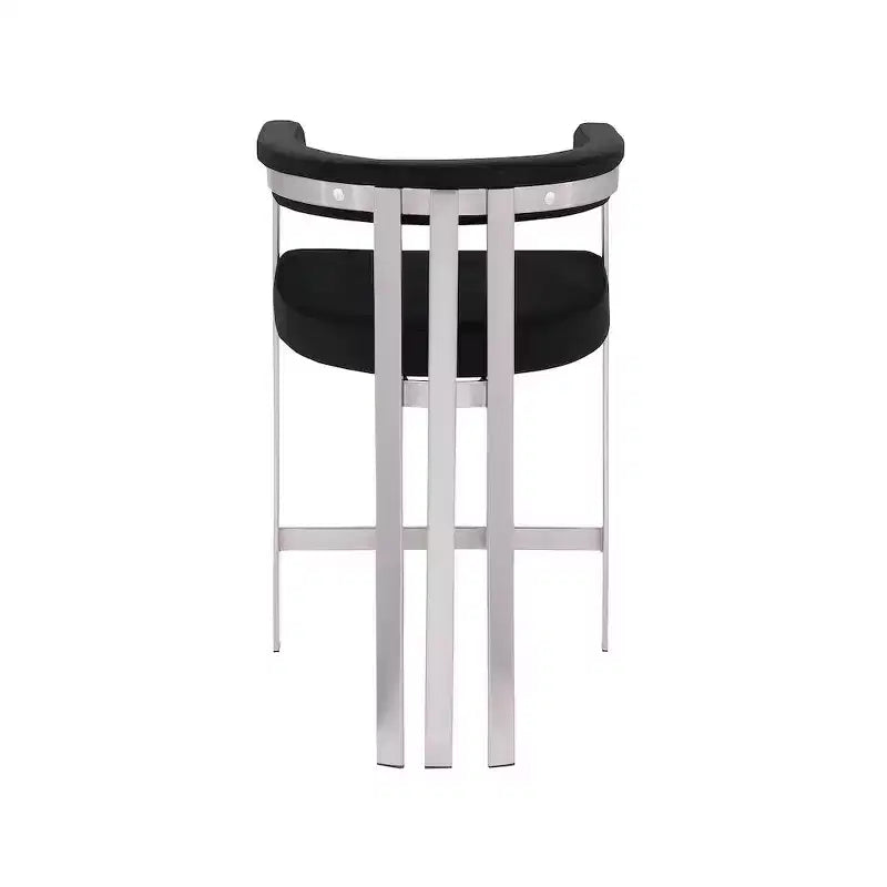 Meridian Furniture, Tabouret de comptoir Marcello en velours noir, Ensemble de 2