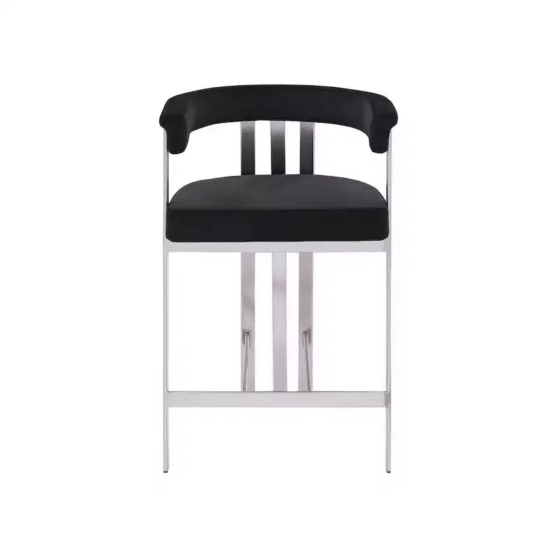 Meridian Furniture, Tabouret de comptoir Marcello en velours noir, Ensemble de 2