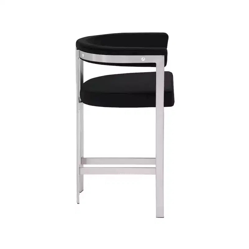 Meridian Furniture, Tabouret de comptoir Marcello en velours noir, Ensemble de 2
