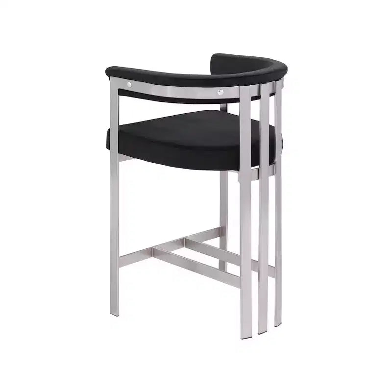 Meridian Furniture, Tabouret de comptoir Marcello en velours noir, Ensemble de 2