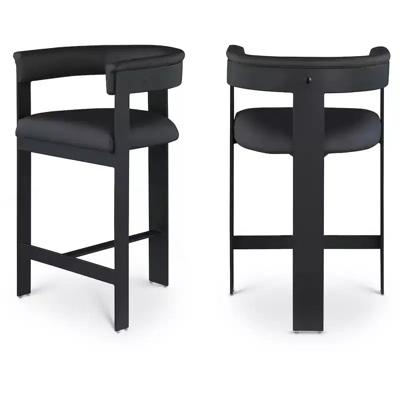 Meridian Furniture,Romeo Black Vegan Leather Counter Stool, Set of 2