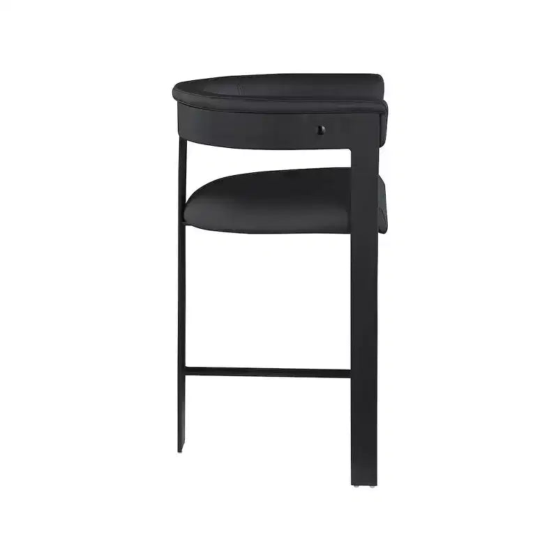 Meridian Furniture, Tabouret de comptoir Romeo en cuir végétalien noir, ensemble de 2