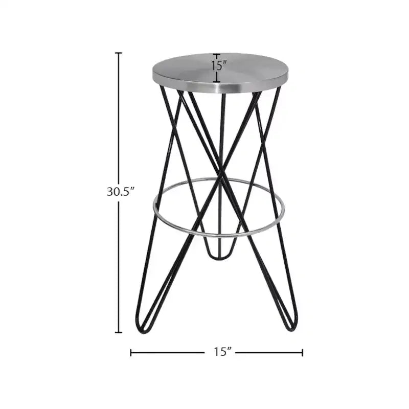 Tabouret de bar Meridian Furniture, Mercury en fer noir