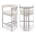 Meridian Furniture,Marcello Stone Velvet Counter Stool, Set of 2
