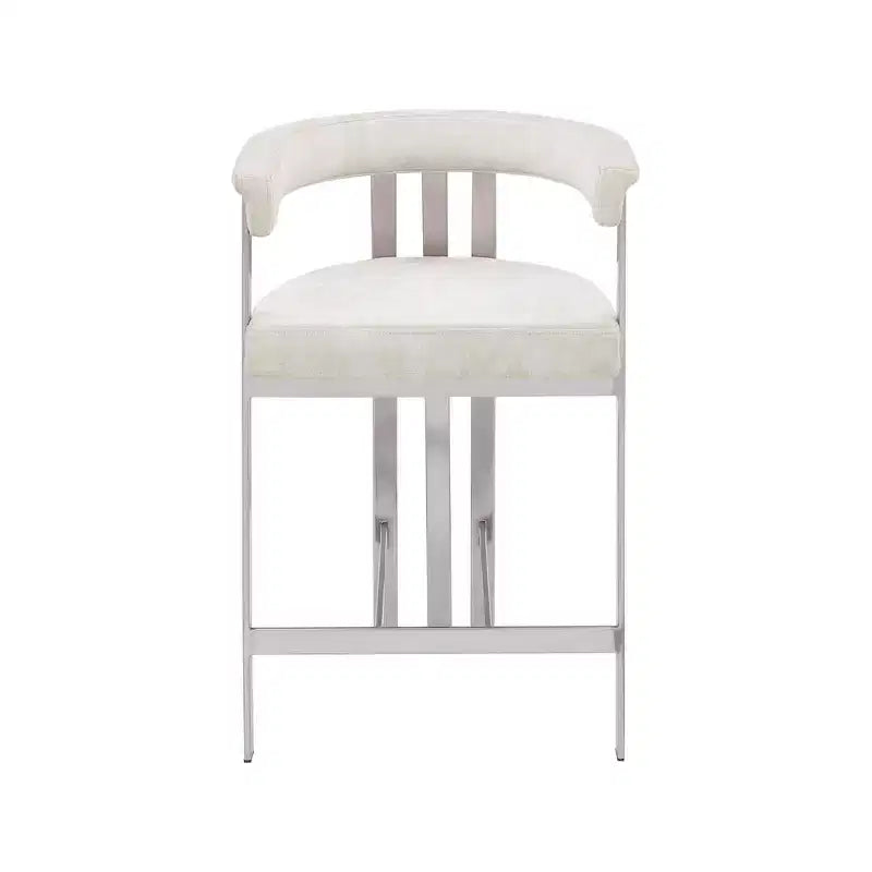 Tabouret de comptoir en velours Marcello Stone, ensemble de 2, Meridian Furniture