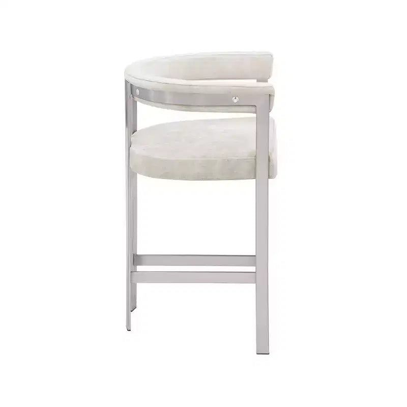 Tabouret de comptoir en velours Marcello Stone, ensemble de 2, Meridian Furniture