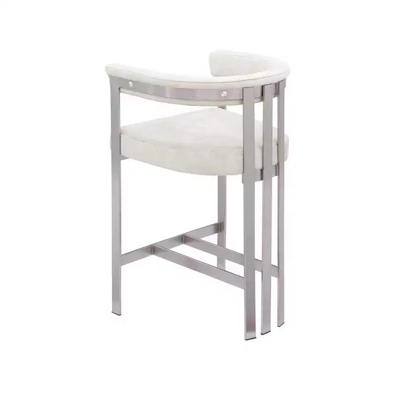 Tabouret de comptoir en velours Marcello Stone, ensemble de 2, Meridian Furniture