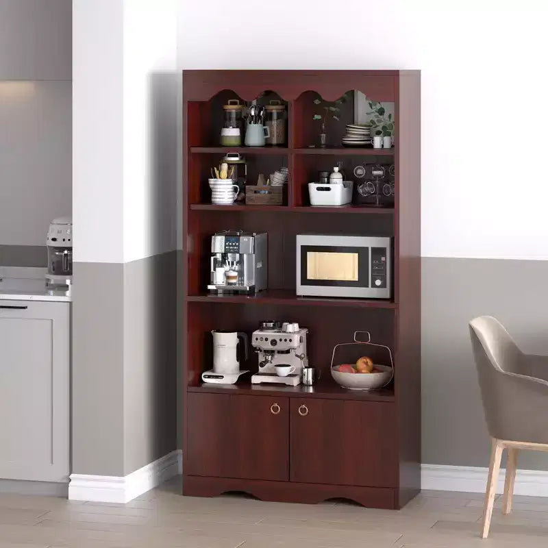 Étagère à 5 niveaux ouverte, Bibliothèque moderne avec portes, Étagère de rangement en bois, Étagères de rangement de 160 cm pour chambre à coucher, salon, bureau