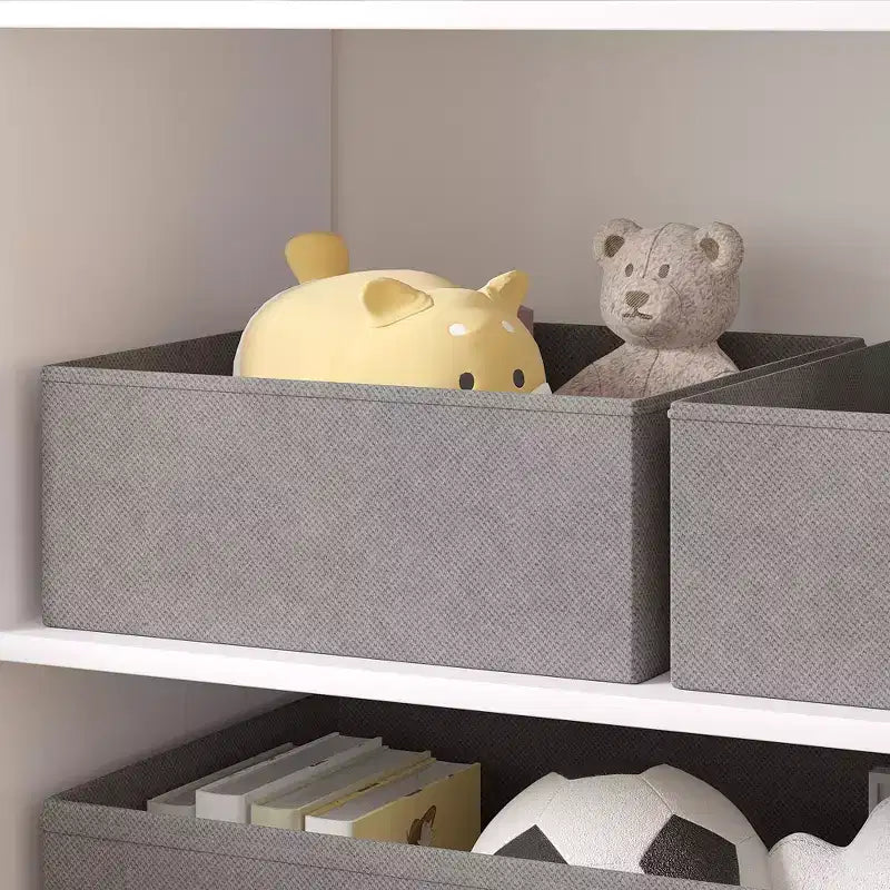 Rangement de jouets VECELO avec 3 bacs en tissu gris, étagère de rangement pour enfants, montage facile, blanc
