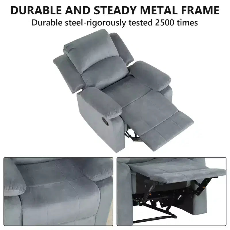 Bestier Fauteuil inclinable XL pour adultes, fauteuil manuel réglable, fauteuil inclinable simple pour salon, fauteuil rembourré, marron