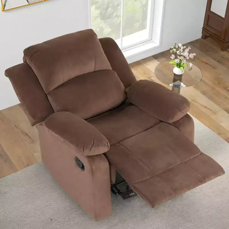 Bestier Fauteuil inclinable XL pour adultes, fauteuil manuel réglable, fauteuil inclinable simple pour salon, fauteuil rembourré, marron